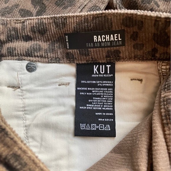 NWT Kut From The Kloth Rachael Mom Jeans Coffee Animal Print Corduroy Size 2 NEW - Picture 12 of 15